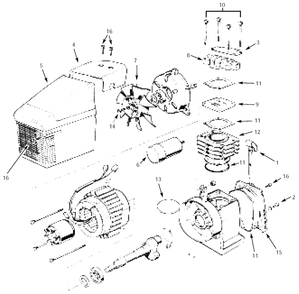 Pump Parts Diagram and Parts List for FX2009  Campbell Hausfeld Compressor